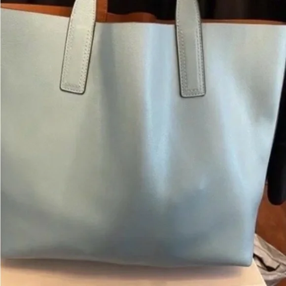 Light Blue Leather Kate Spade Tote Bag with Pouch - Picture 3 of 3